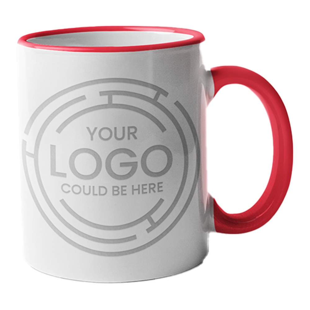 White Porcelain Mug - Colored Handle and Inner 11 oz