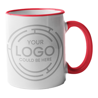 White Porcelain Mug - Colored Handle and Inner 11 oz