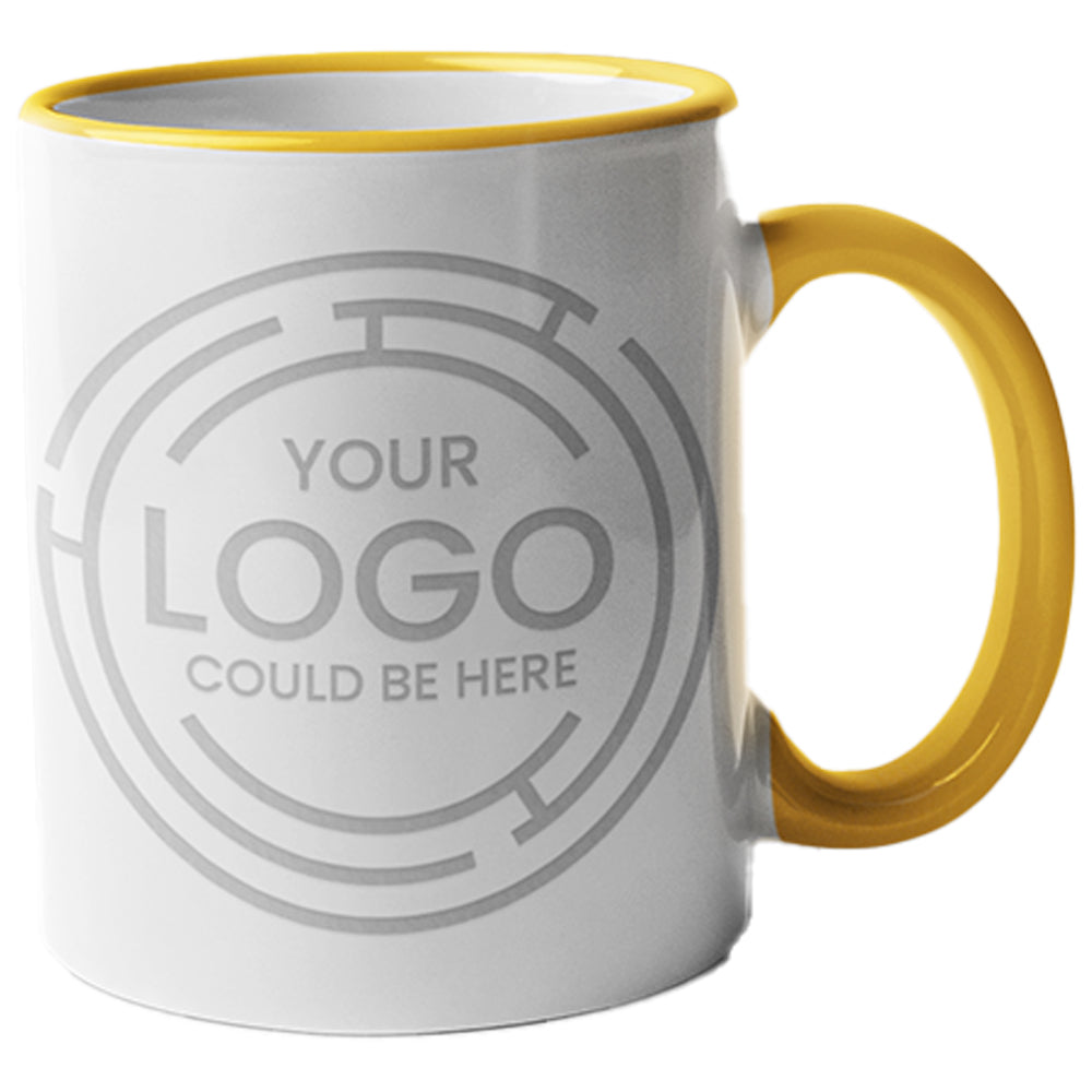 White Porcelain Mug - Colored Handle and Inner 11 oz