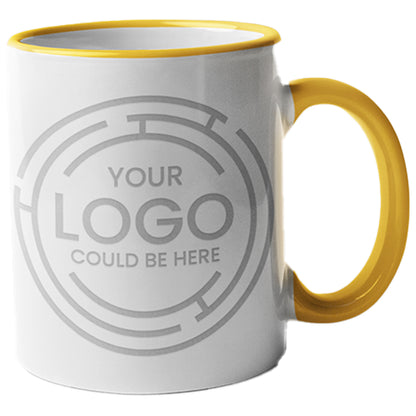 White Porcelain Mug - Colored Handle and Inner 11 oz