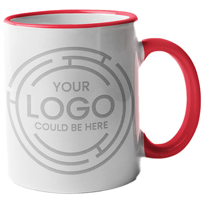 White Porcelain Mug - Colored Handle and Inner 11 oz