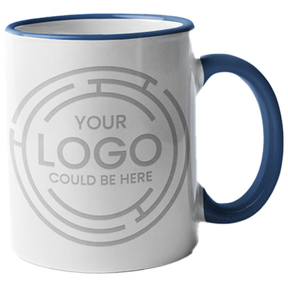 White Porcelain Mug - Colored Handle and Inner 11 oz