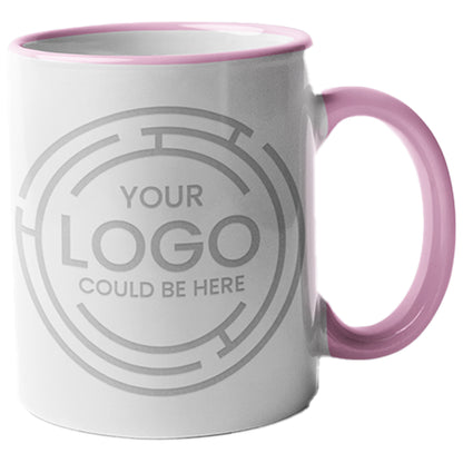 White Porcelain Mug - Colored Handle and Inner 11 oz