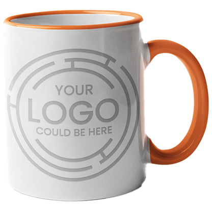 White Porcelain Mug - Colored Handle and Inner 11 oz
