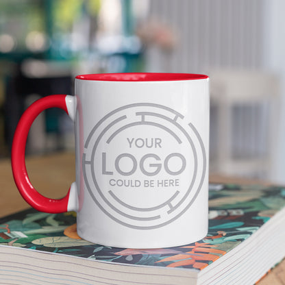 White Porcelain Mug - Colored Handle and Inner 11 oz