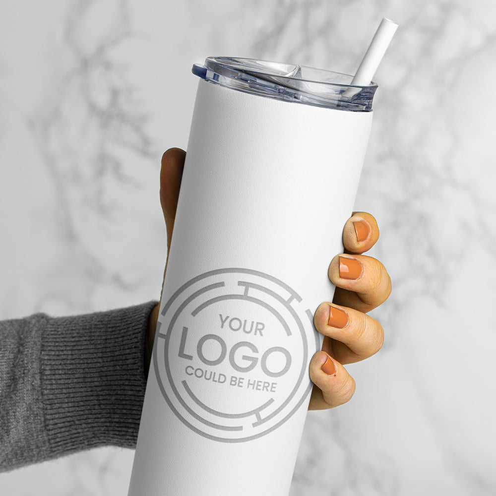 Stainless Steel Skinny Tumbler with Straw - 20oz